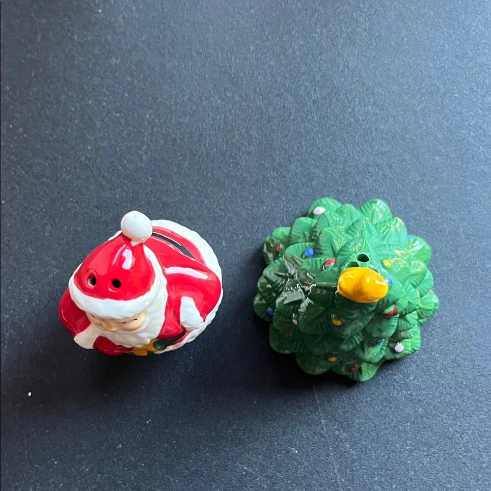 Sur La Table Festive Santa and Christmas Tree Figurine Salt & Pepper Set